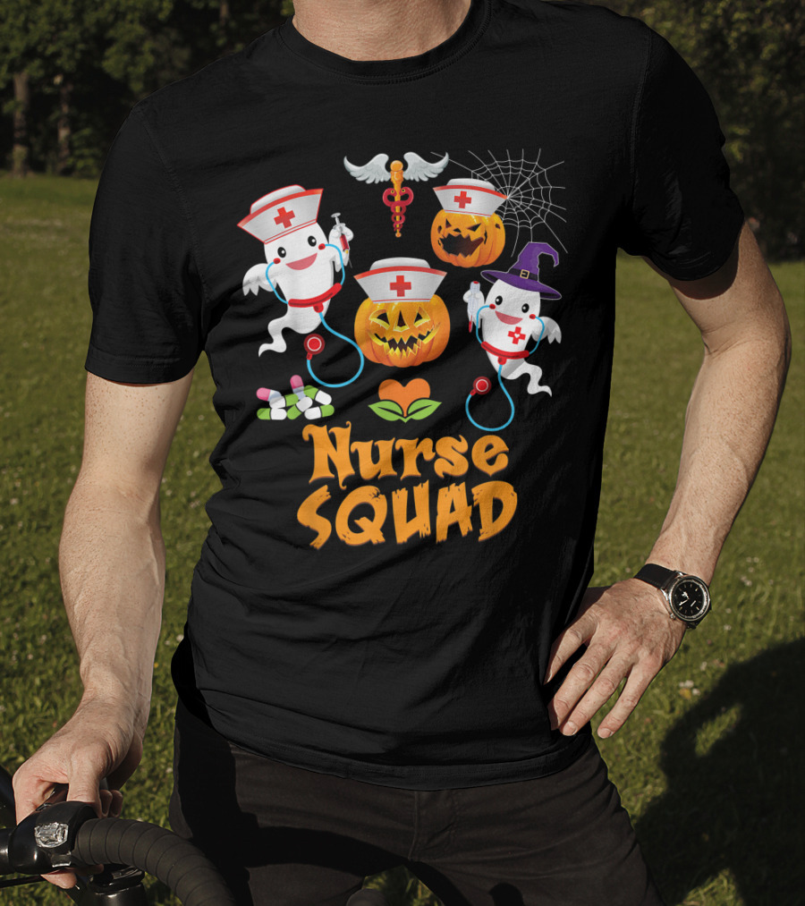 Nurse Squad Halloween Ghost Pumpkin Crew T-Shirt