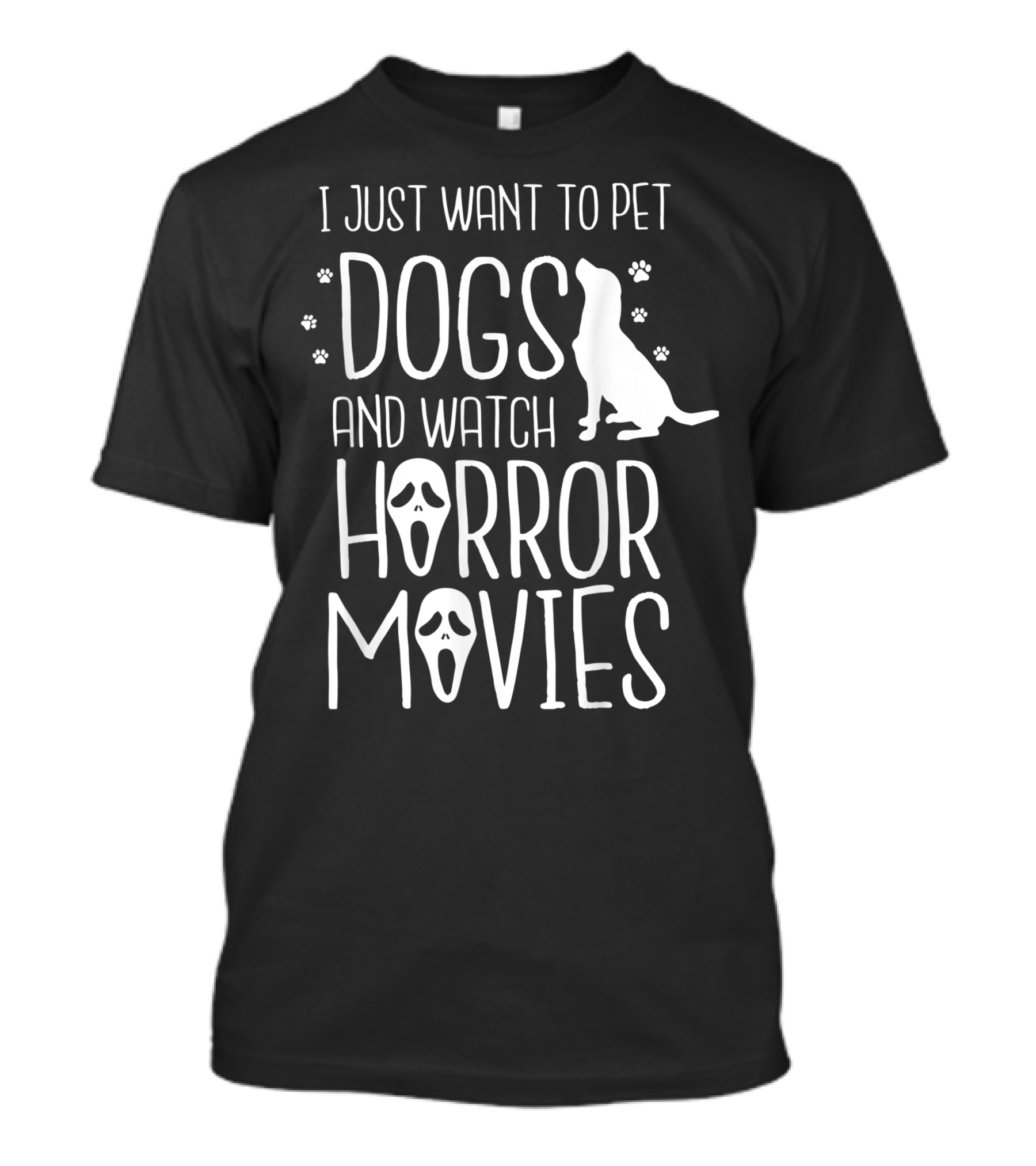 I Just Want To Pet Dogs And Watch Horror Movies With Ghost Face Icons T-Shirt