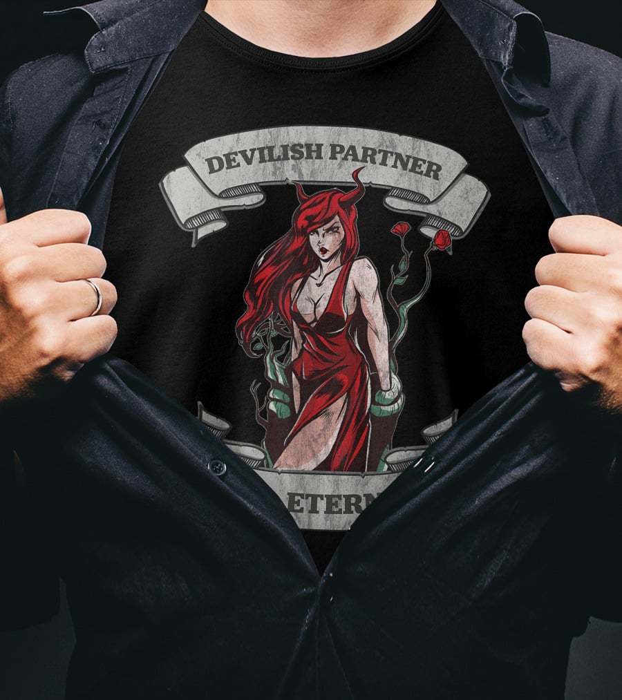 Devilish Partner Till Eternity Demon Succubus Couple T-Shirt