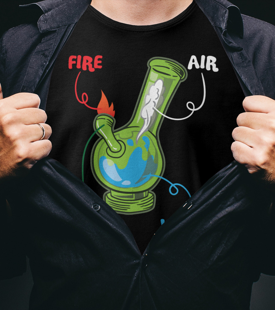 Fire Water Earth Air Bong Elements Weed Smoking Anatomy THC T-Shirt