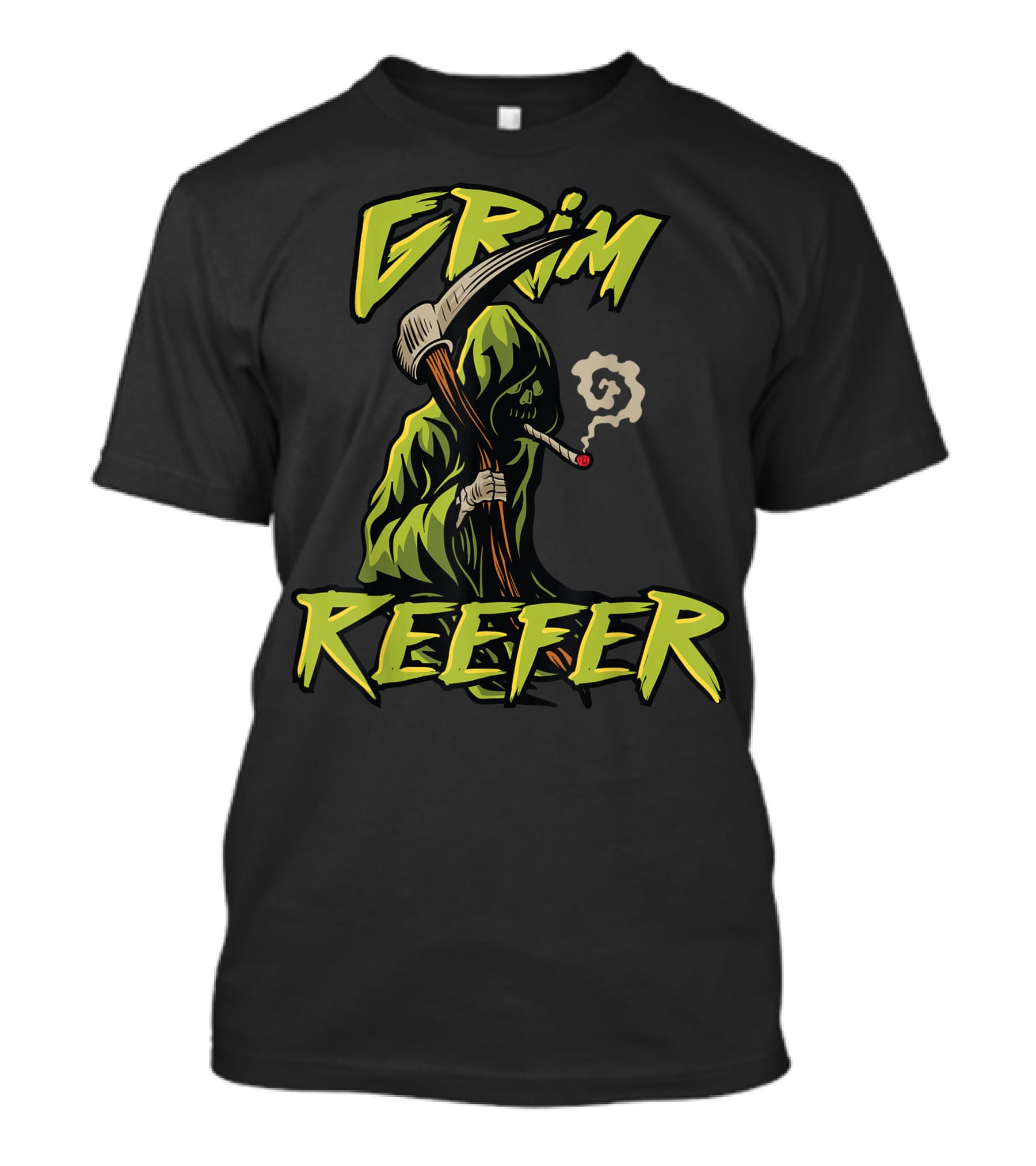 Grim Reefer Grim Reaper Smoking Weed Marijuana THC T-Shirt
