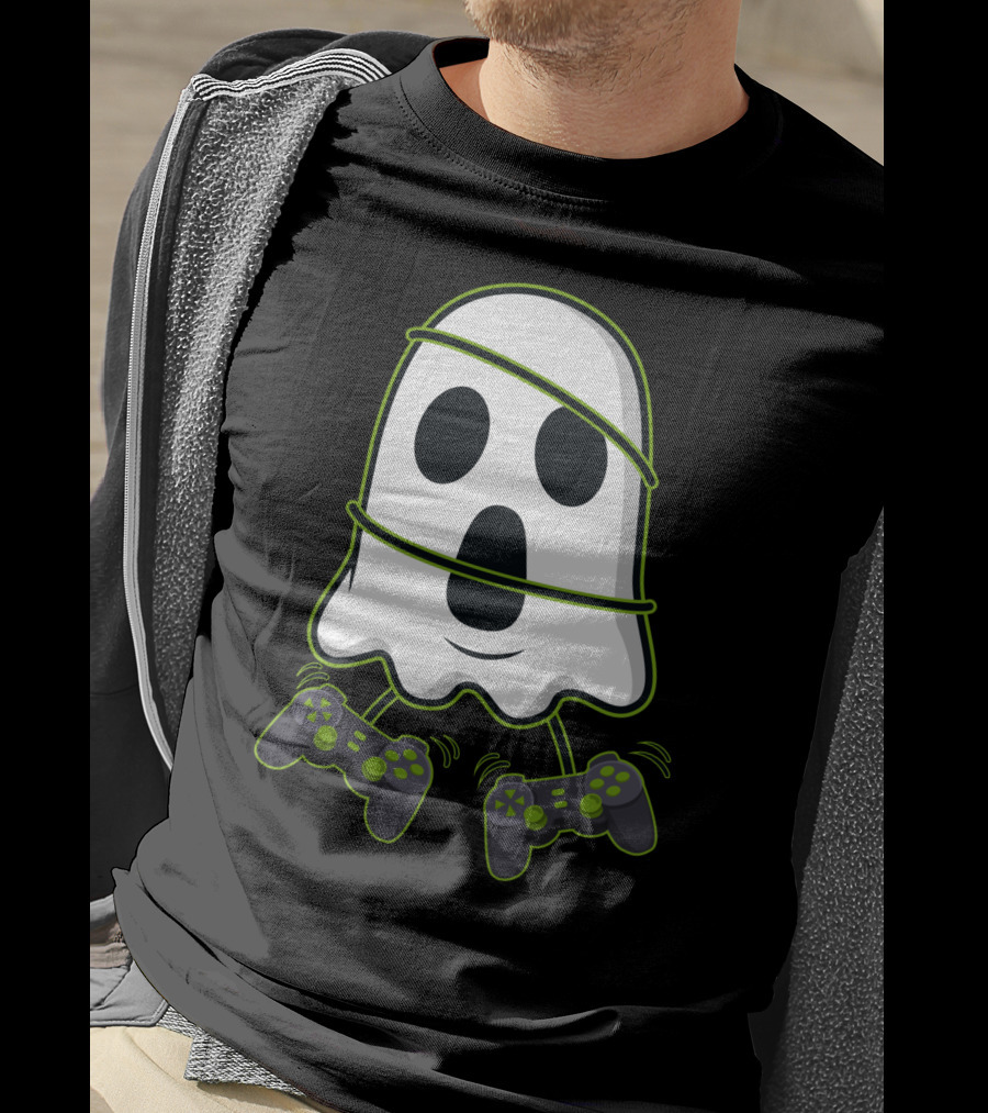 Halloween Ghost Gamer Controllers Spooky Play T-Shirt