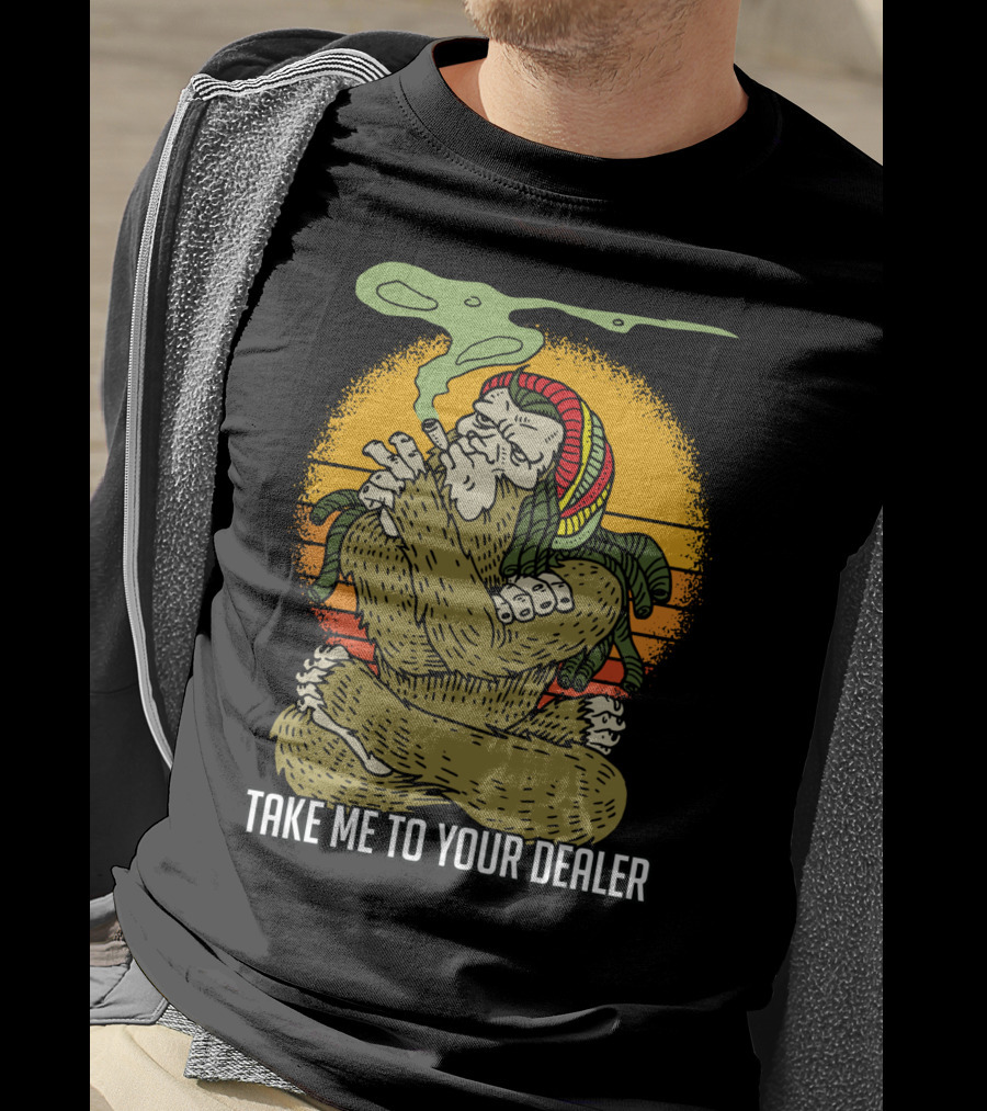 Take Me To Your Dealer Bigfoot Smoking Weed Vintage T-Shirt