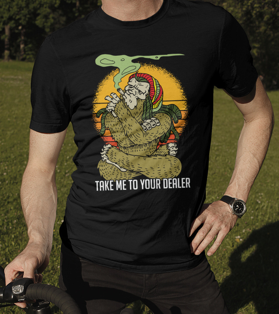 Take Me To Your Dealer Bigfoot Smoking Weed Vintage T-Shirt
