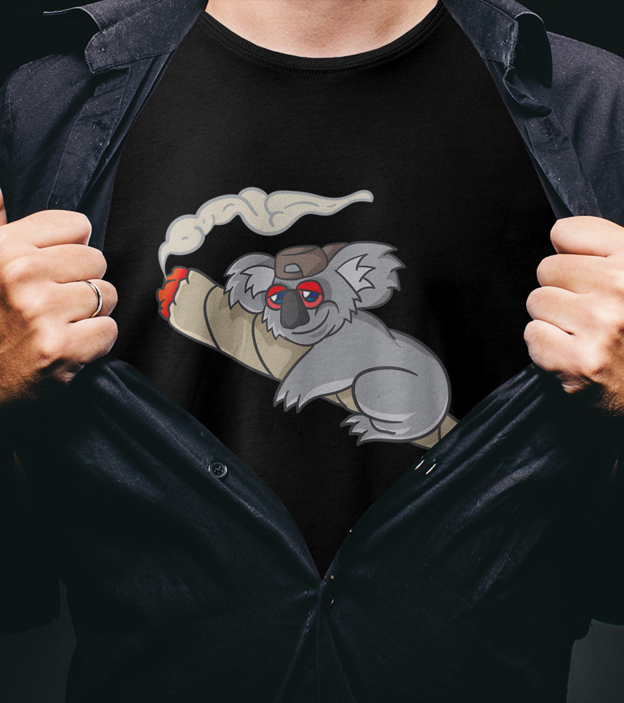 Koala Stoner Smoking Weed Marihuana Don't Care Bear T-Shirt