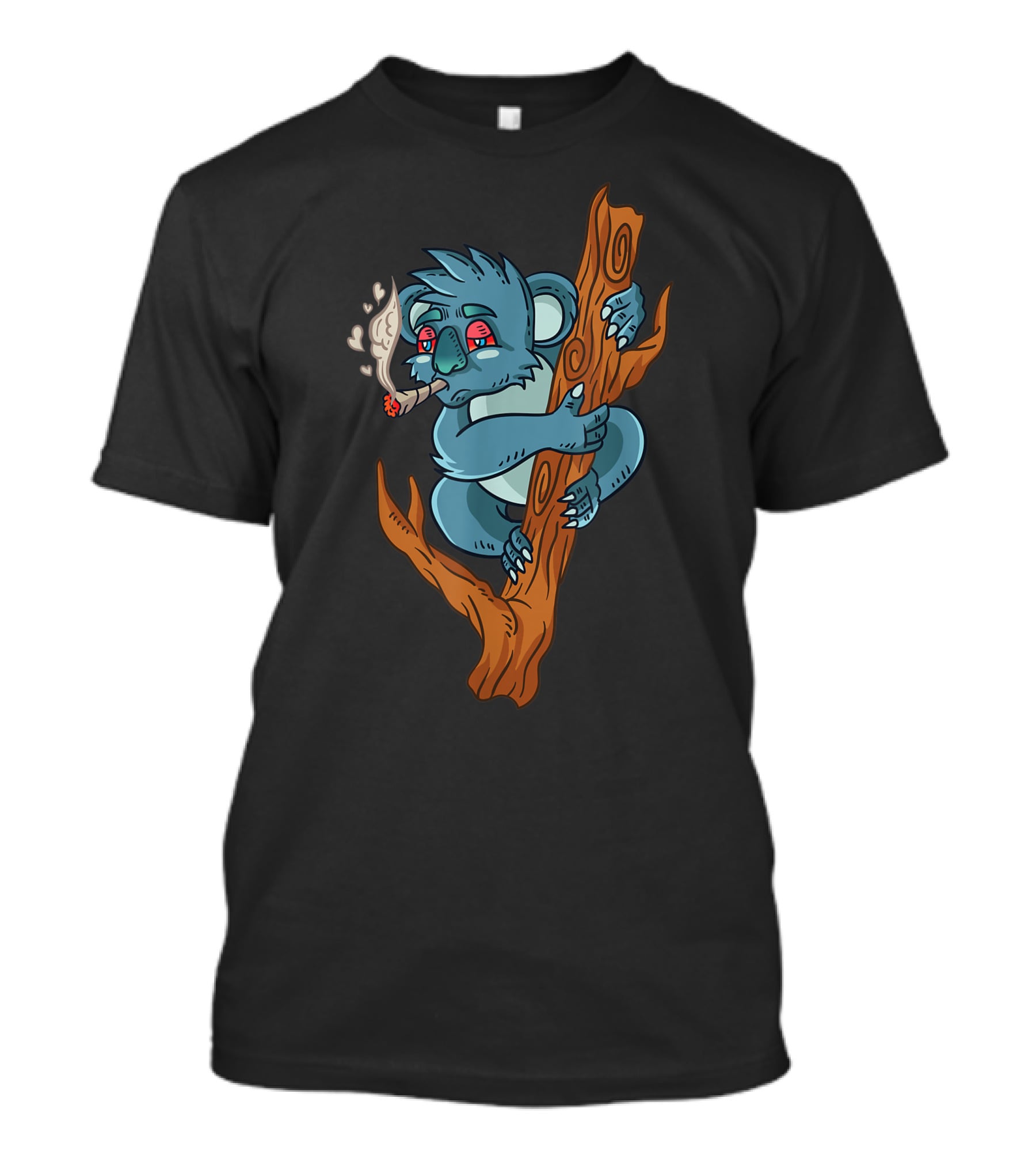 Koala Smoking Weed Cannabis Stoner Marihuana Bear Don't Care Trippy Eyes Tree Hugging T-Shirt