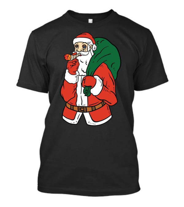 Santa Claus Smoking Weed Cannabis Marijuana Carrying Bag T-Shirt