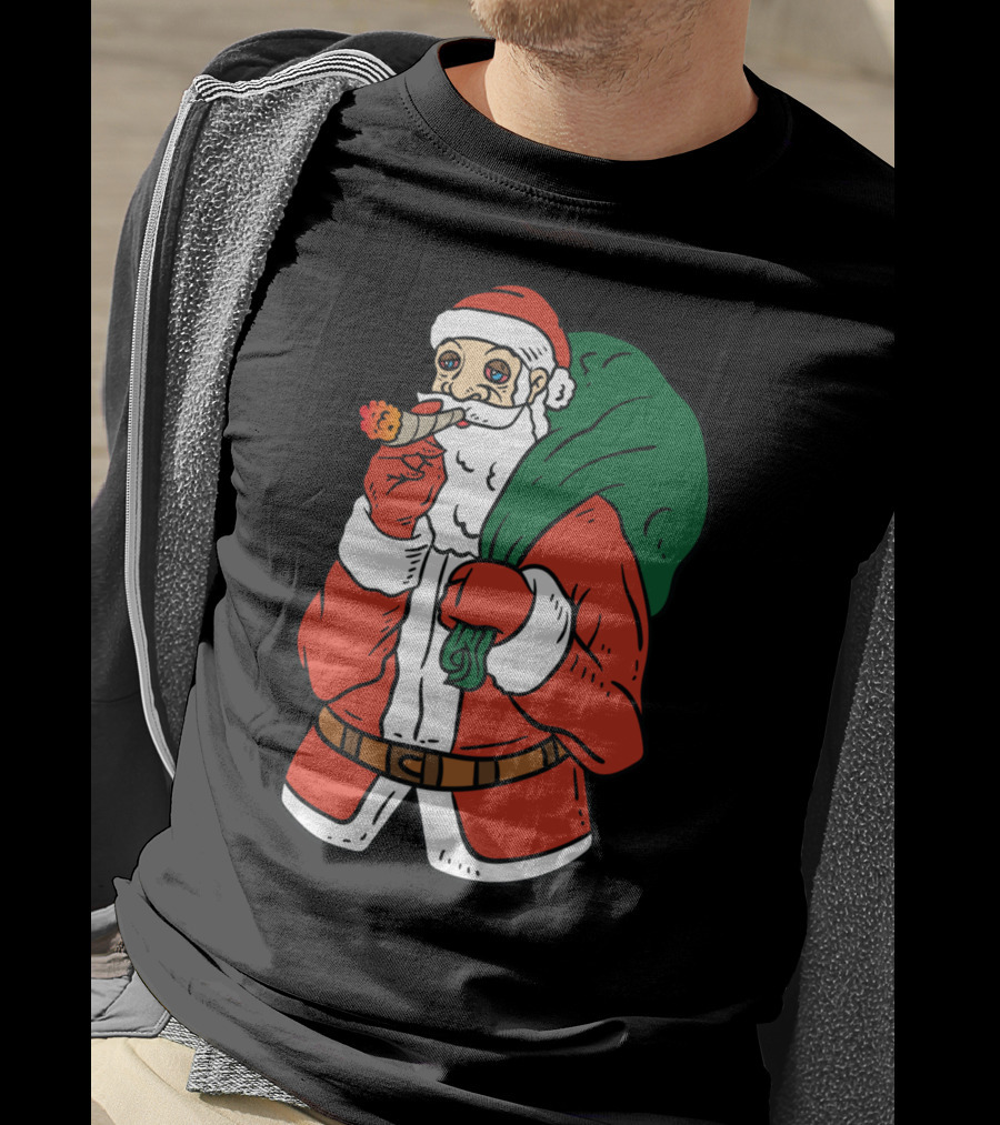 Santa Claus Smoking Weed Cannabis Marijuana Carrying Bag T-Shirt