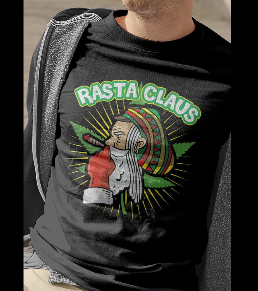 Rasta Claus Cannabis Marijuana Smoking Weed Christmas Holiday T-Shirt