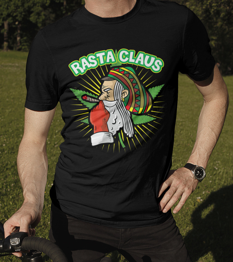 Rasta Claus Cannabis Marijuana Smoking Weed Christmas Holiday T-Shirt