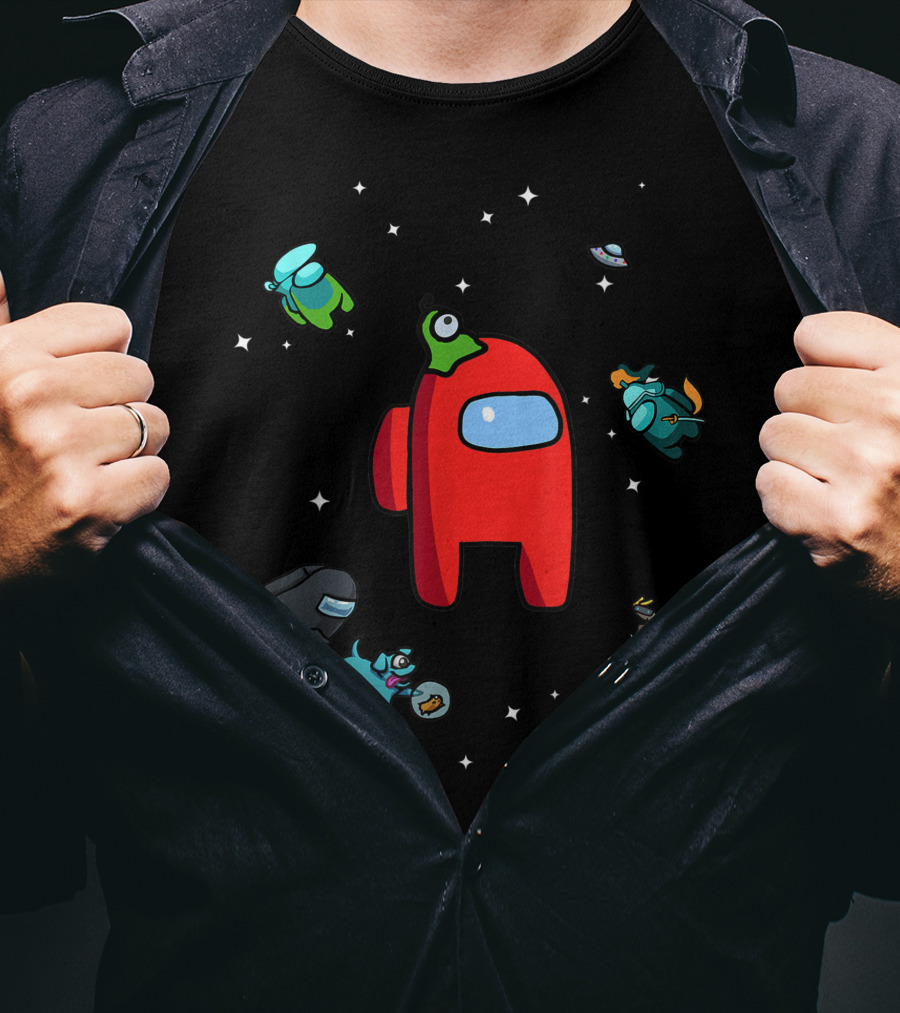 Aliens Among Us Pets Crew Mate Space Adventure T-Shirt