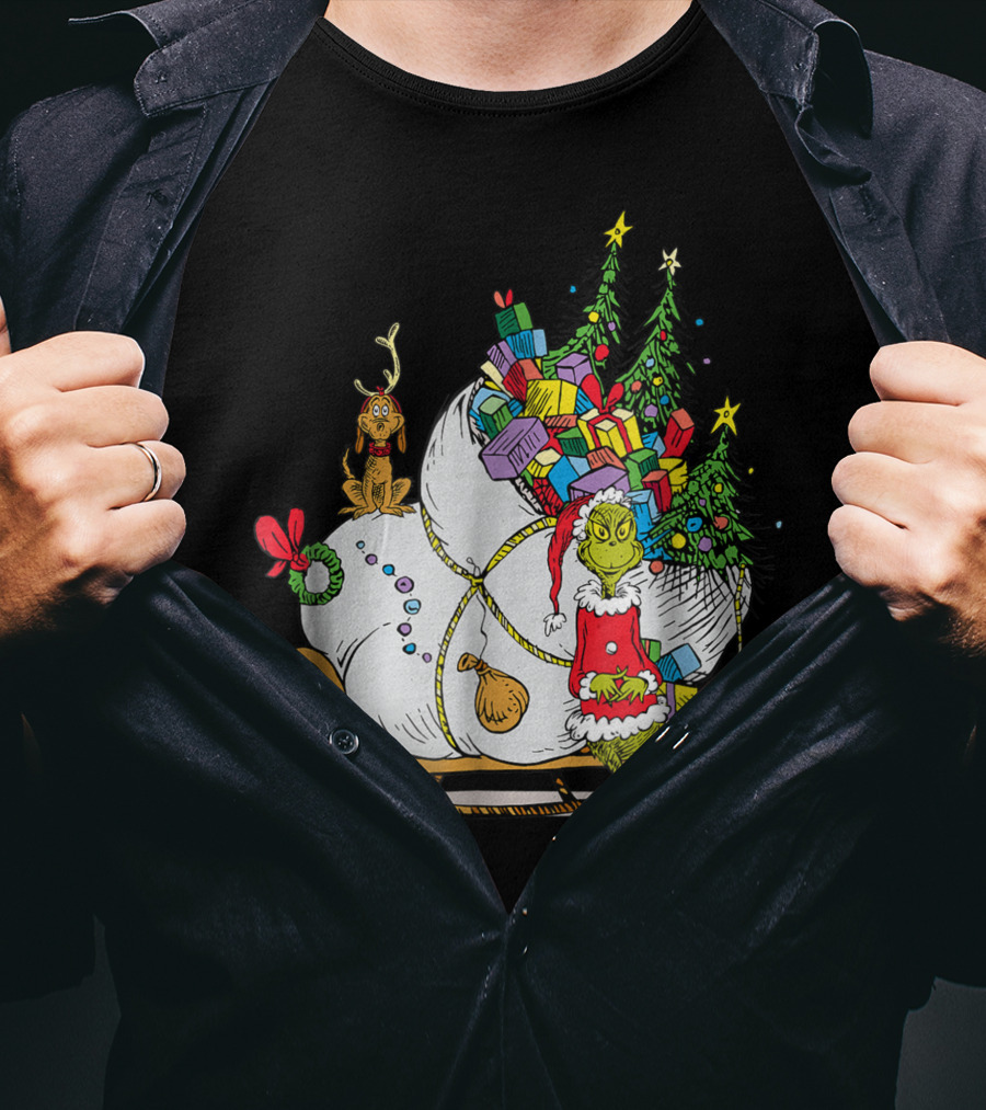 Dr Seuss Grinch Max Presents And Christmas Trees Sleigh T-Shirt