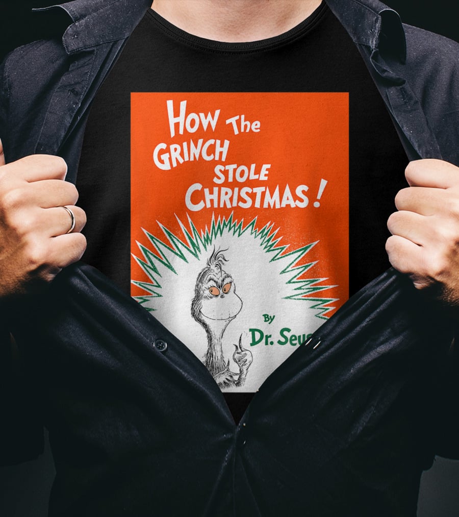 How The Grinch Stole Christmas By Dr. Seuss Book Cover T-Shirt
