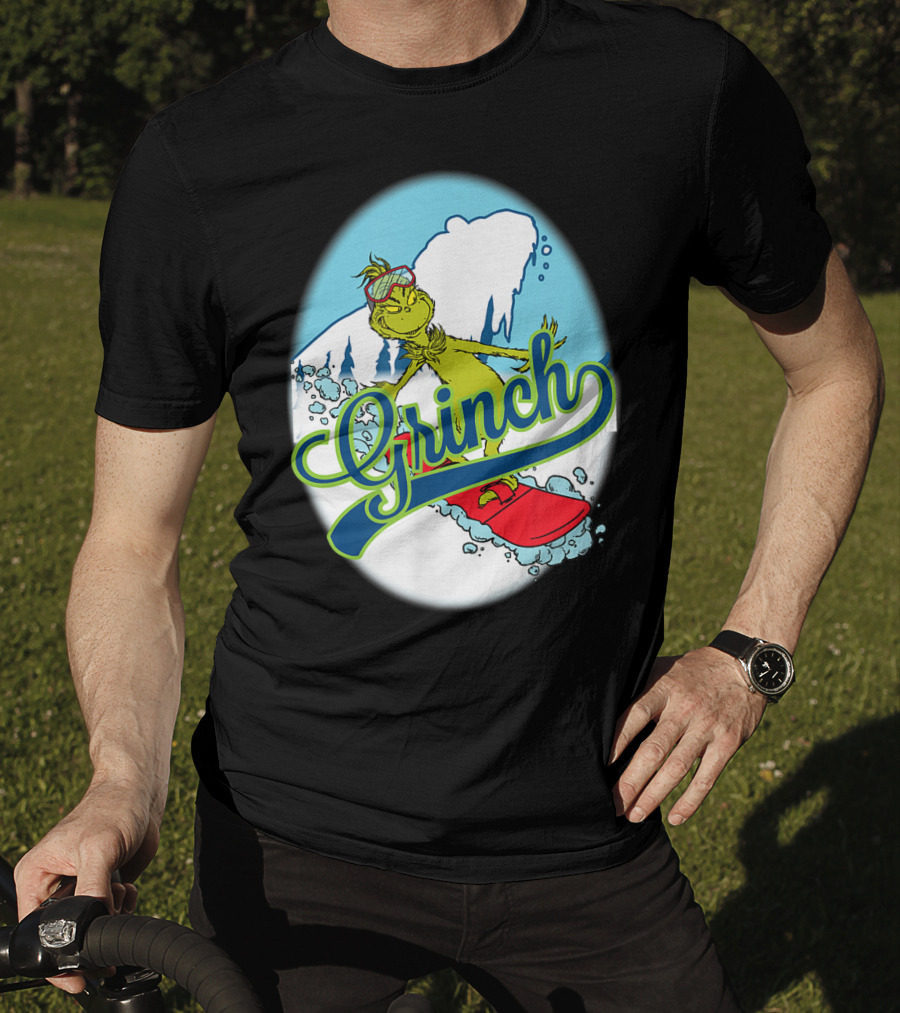 Grinch Snowboarding Dr Seuss Style Adventure T-Shirt