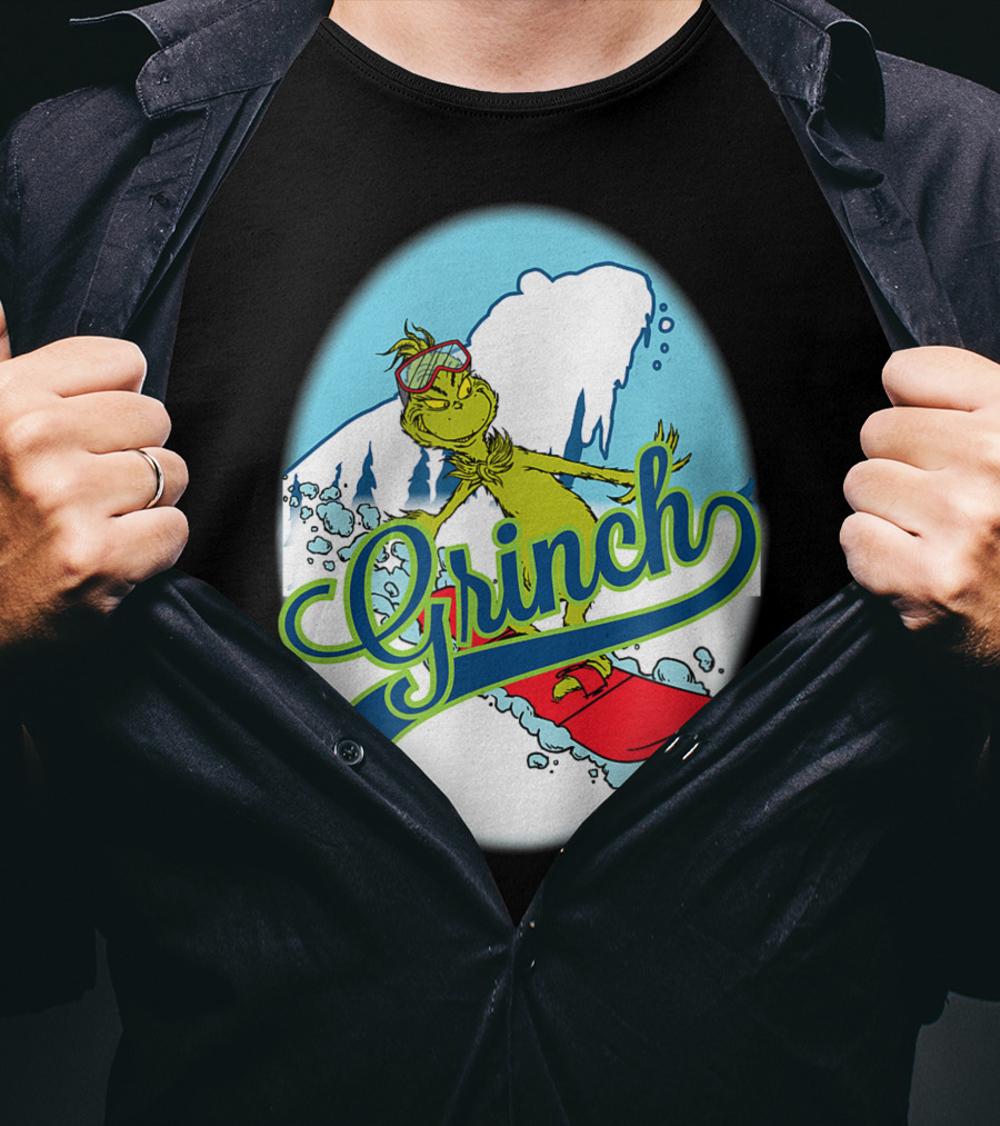 Grinch Snowboarding Dr Seuss Style Adventure T-Shirt