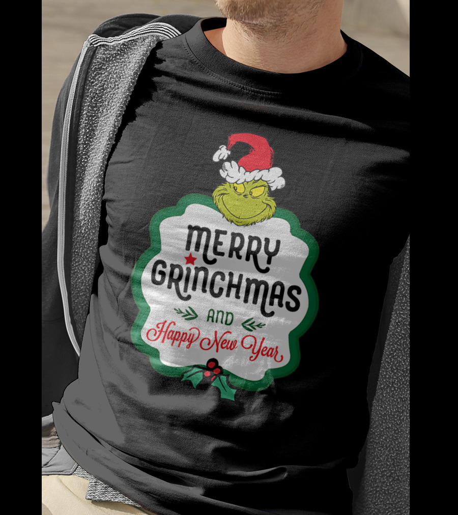Merry Grinchmas And Happy New Year Dr Seuss Grinch T-Shirt