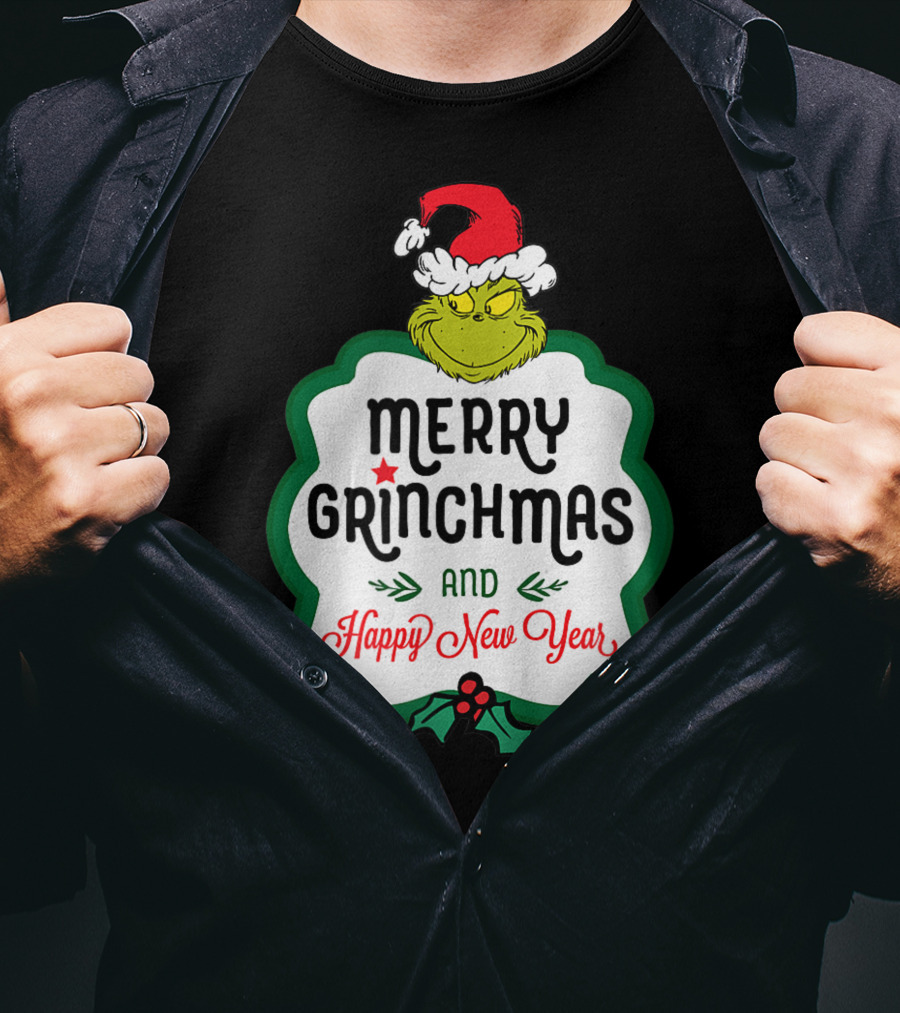 Merry Grinchmas And Happy New Year Dr Seuss Grinch T-Shirt