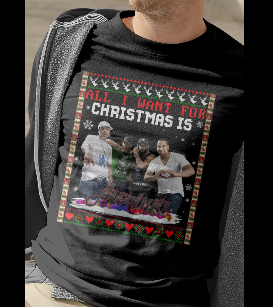 All I Want For Christmas Is Aventura Celebration With Snowflakes And Festive Border T-Shirt