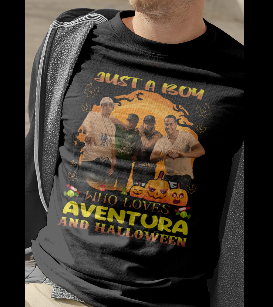 Just A Boy Who Loves Aventura And Halloween Pumpkin Group Fun T-Shirt
