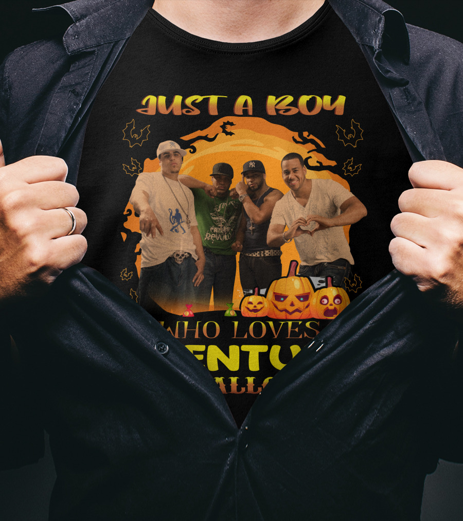 Just A Boy Who Loves Aventura And Halloween Pumpkin Group Fun T-Shirt