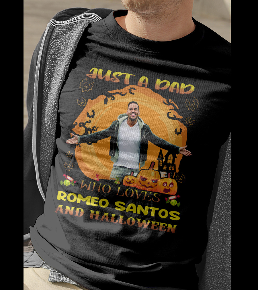 Just A Dad Who Loves Romeo Santos And Halloween T-Shirt
