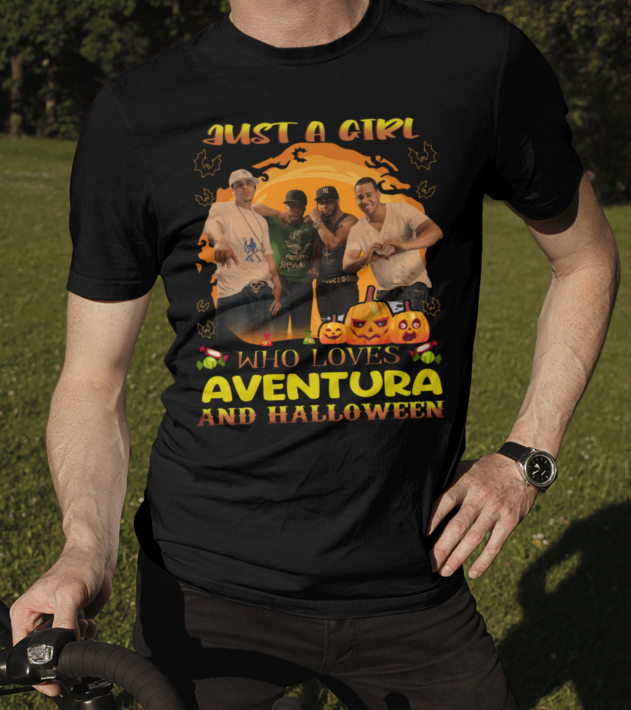 Just A Girl Who Loves Aventura And Halloween Pumpkins And Bats T-Shirt