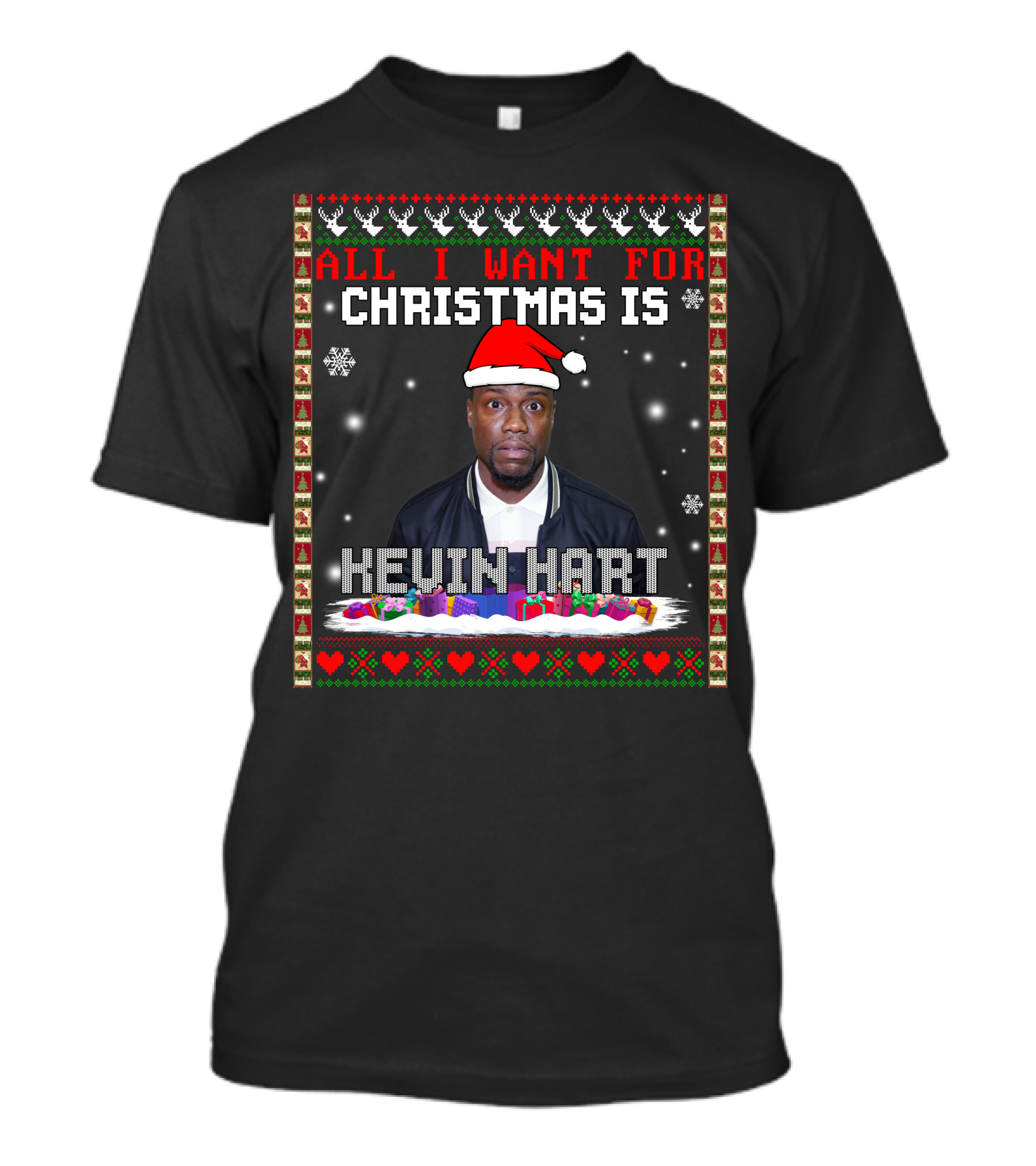 All I Want For Christmas Is Kevin Hart Santa Hat Holiday T-Shirt