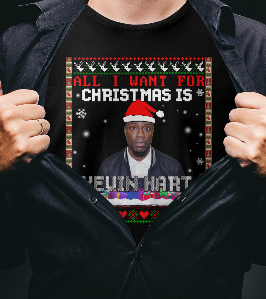 All I Want For Christmas Is Kevin Hart Santa Hat Holiday T-Shirt