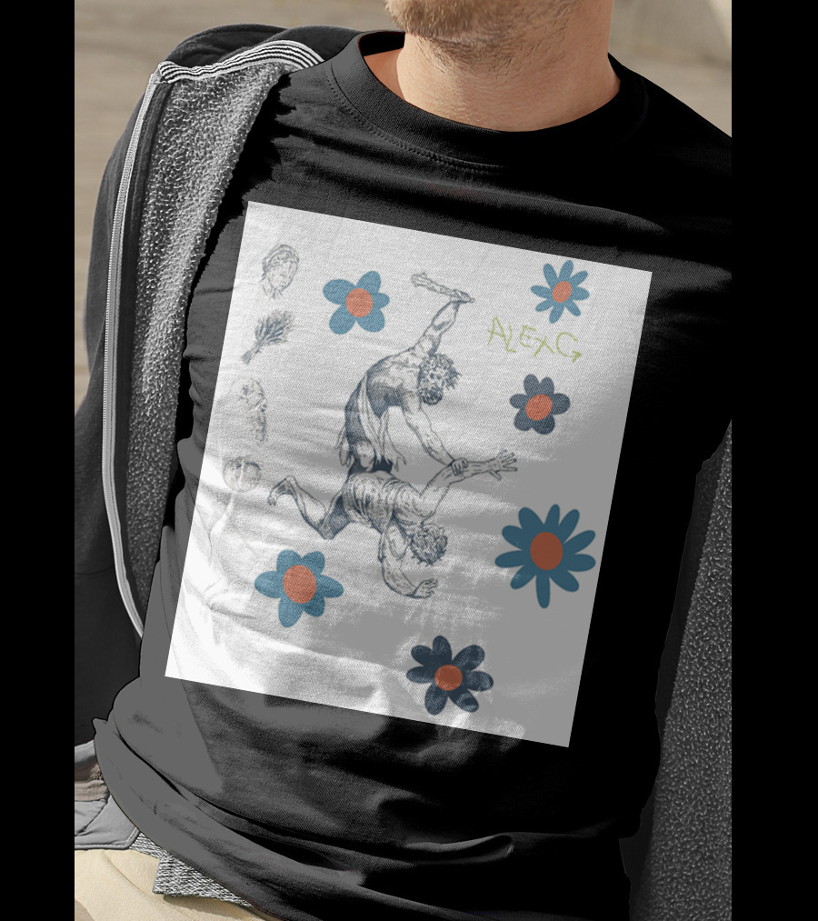 Alex G Floral Mythical Battle With Blue And Orange Flowers T-Shirt