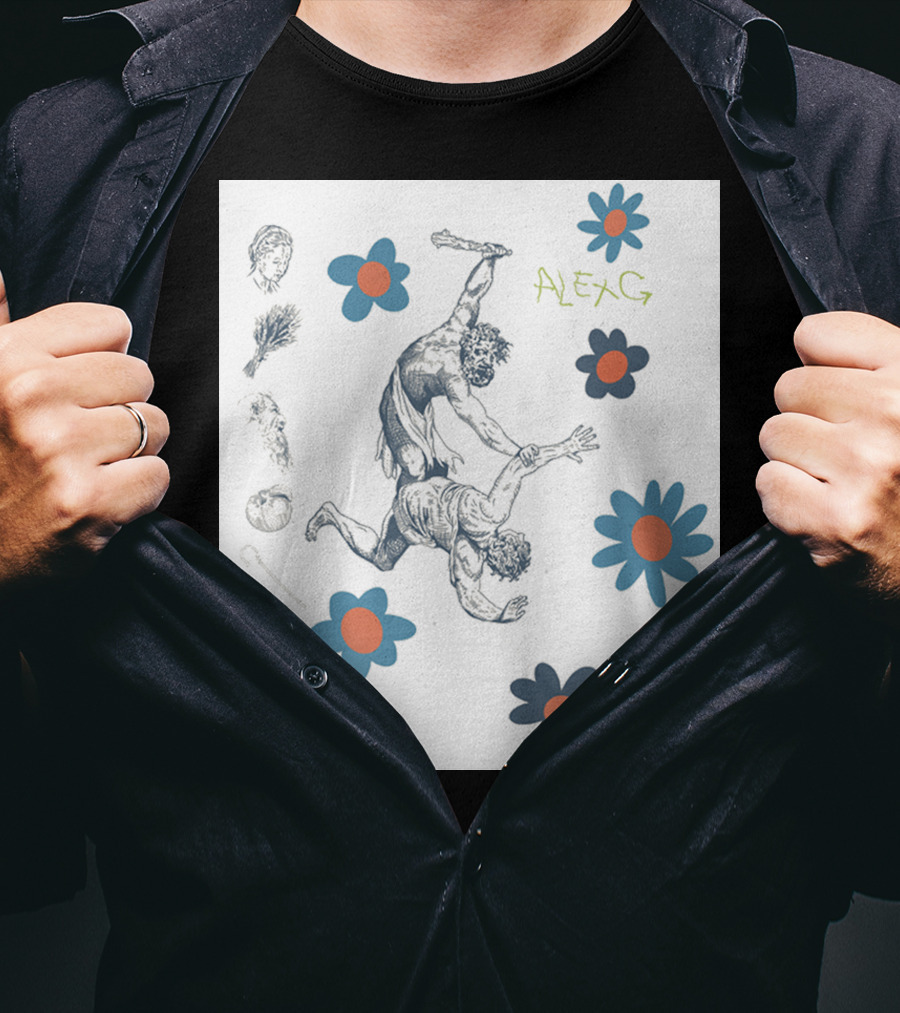 Alex G Floral Mythical Battle With Blue And Orange Flowers T-Shirt