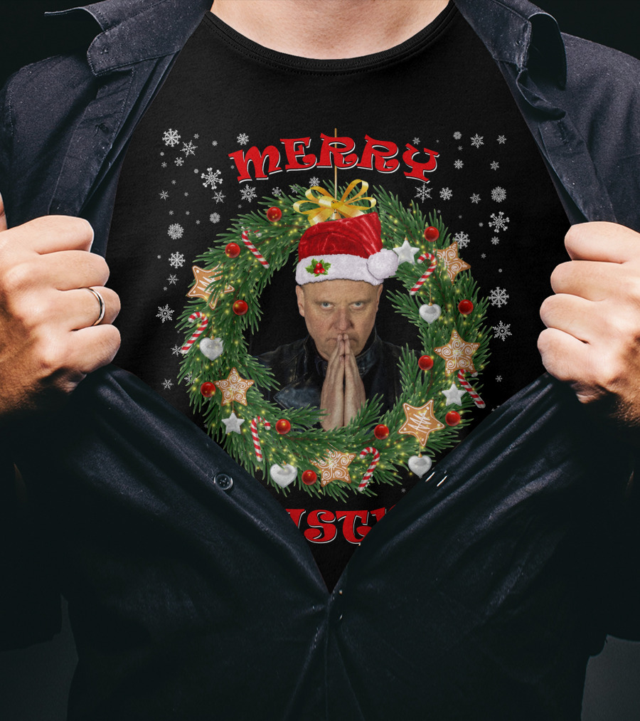 Merry Christmas Glenn Gregory Santa Hat Wreath T-Shirt