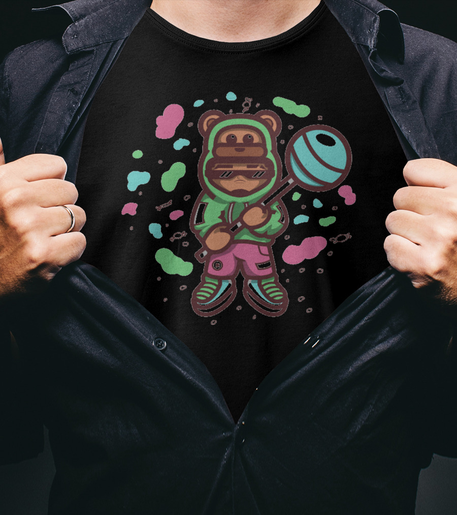 Caramelo Bear Hoodie With Lollipop And Sunglasses T-Shirt