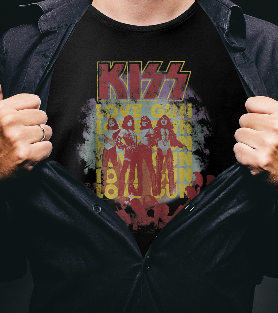 KISS Love Gun Album Art With Red T-Shirt