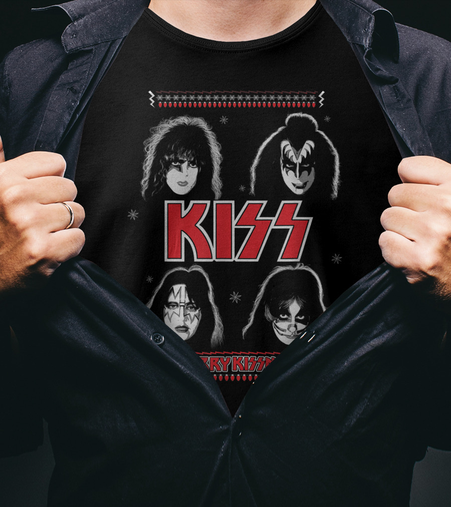 KISS Merry KISSmas Christmas Band Faces T-Shirt