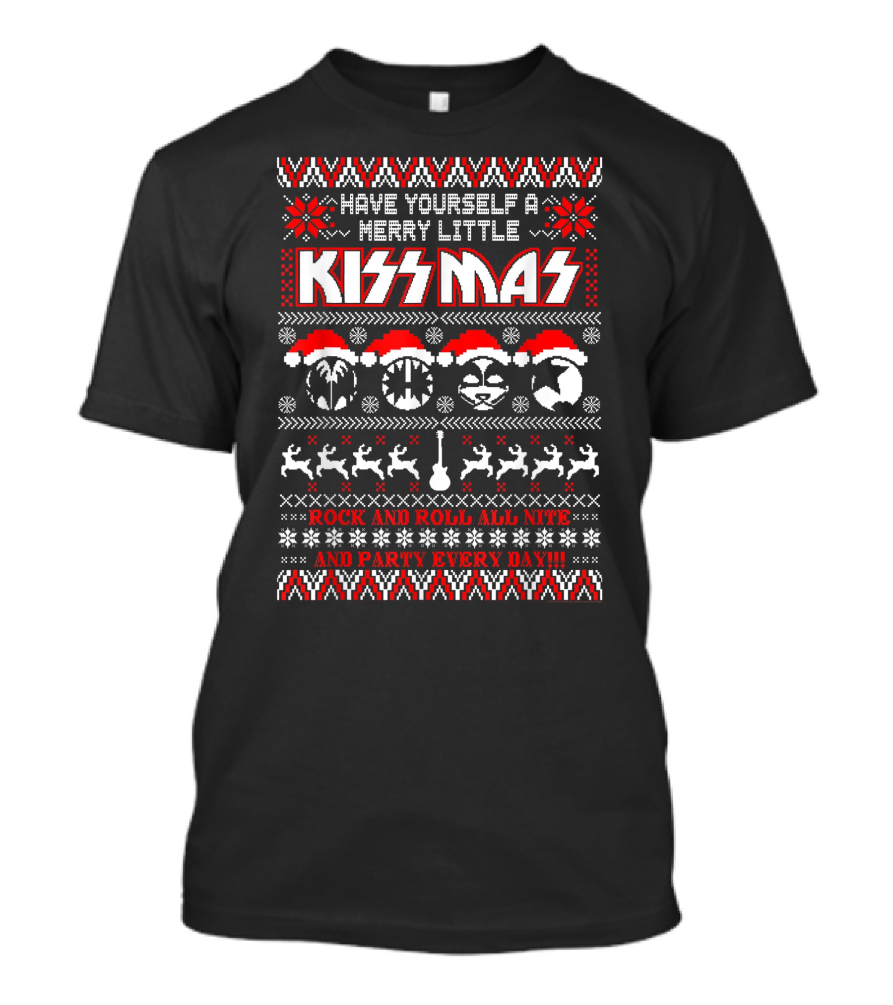 KISS Merry Little KISSmas Rock And Roll All Nite And Party Every Day T-Shirt