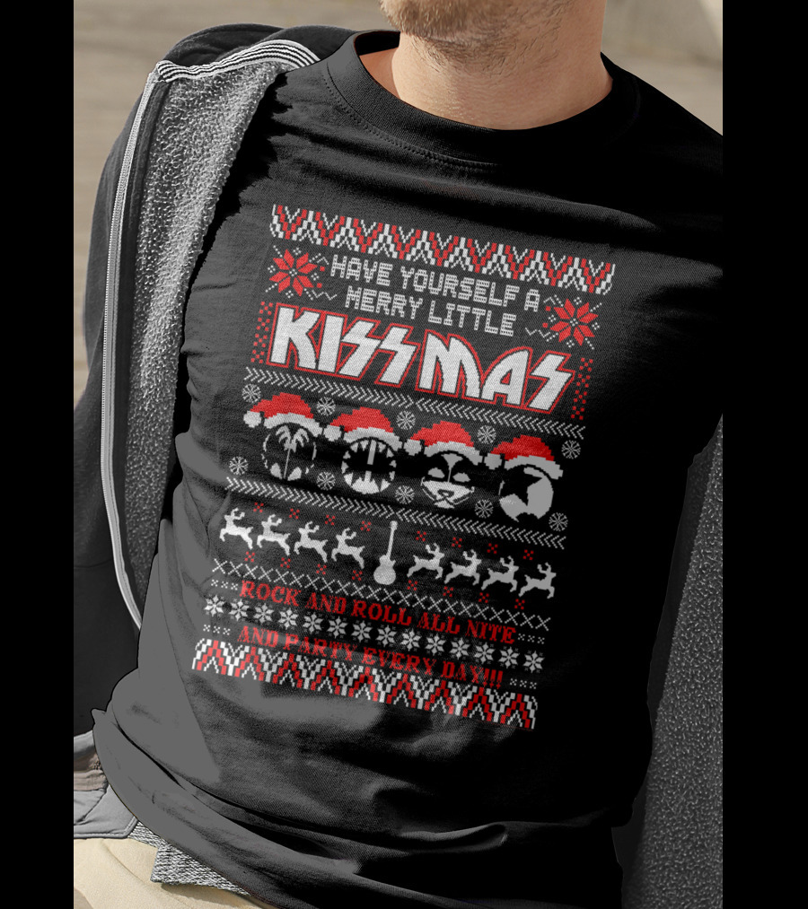 KISS Merry Little KISSmas Rock And Roll All Nite And Party Every Day T-Shirt