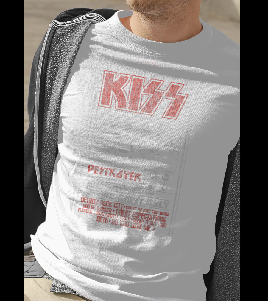 KISS Destroyer 1976 Gen Admission One Night Only Detroit Rock City God Of Thunder Shout It Out Loud T-Shirt