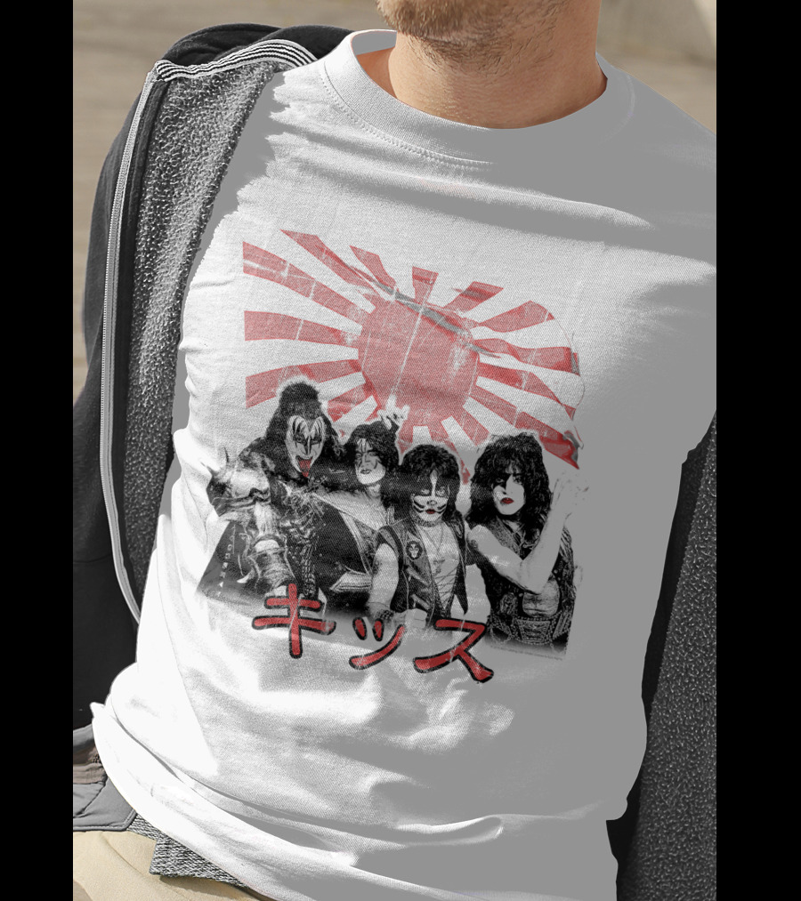 KISS Rising Sun Band Red Sunburst T-Shirt