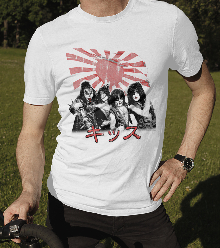KISS Rising Sun Band Red Sunburst T-Shirt