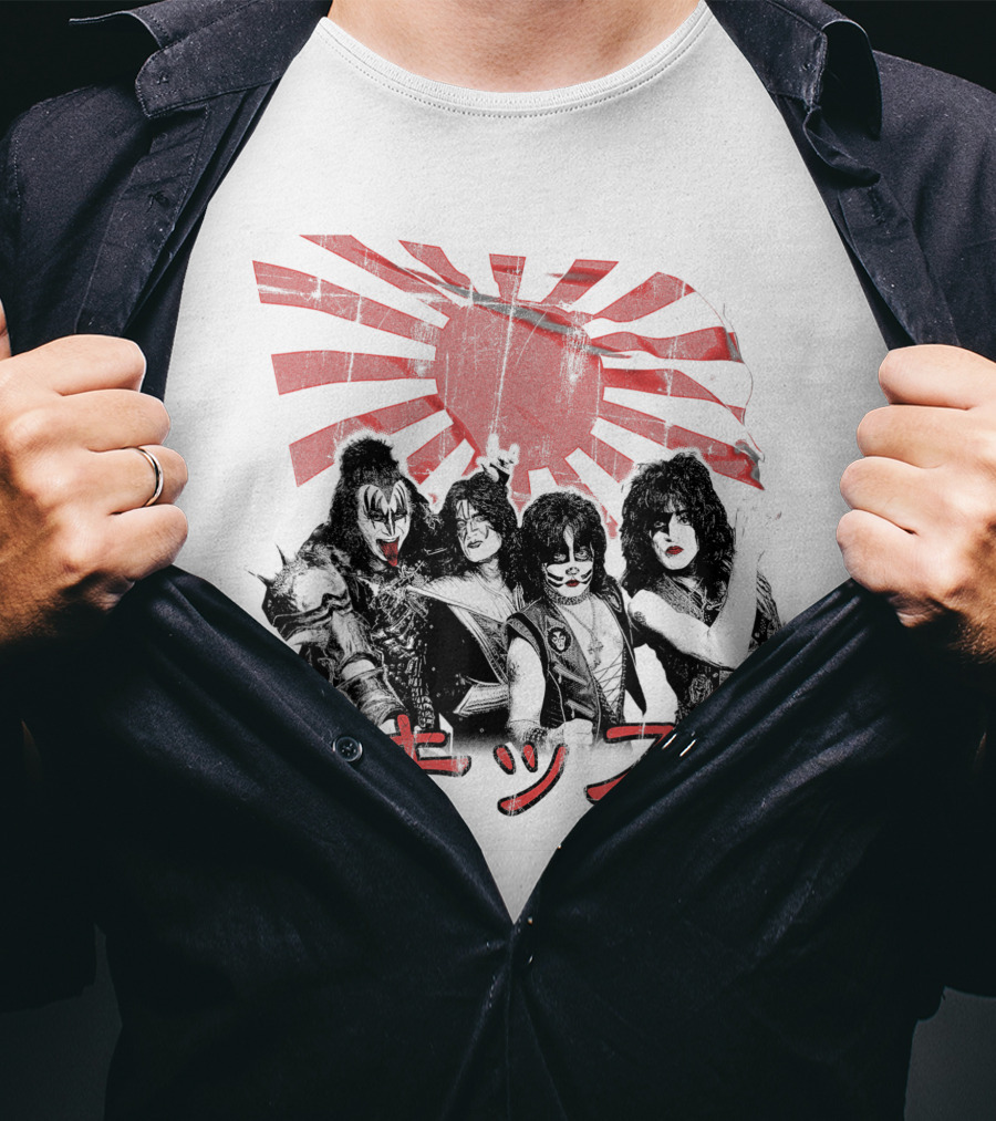 KISS Rising Sun Band Red Sunburst T-Shirt