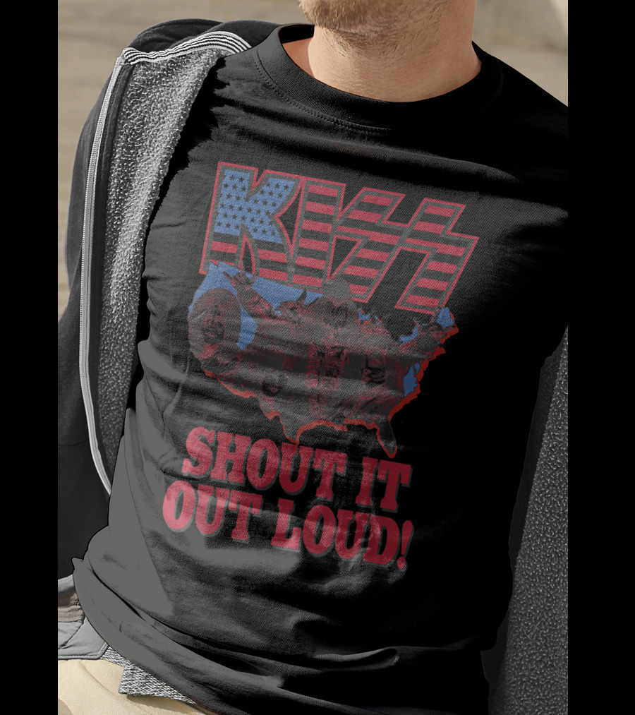 KISS Shout It Out Loud USA Band Members Map T-Shirt