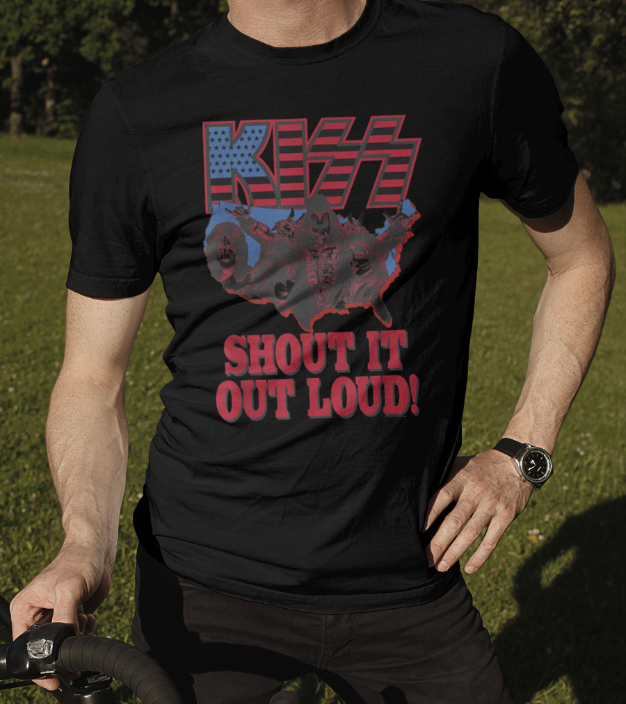 KISS Shout It Out Loud USA Band Members Map T-Shirt