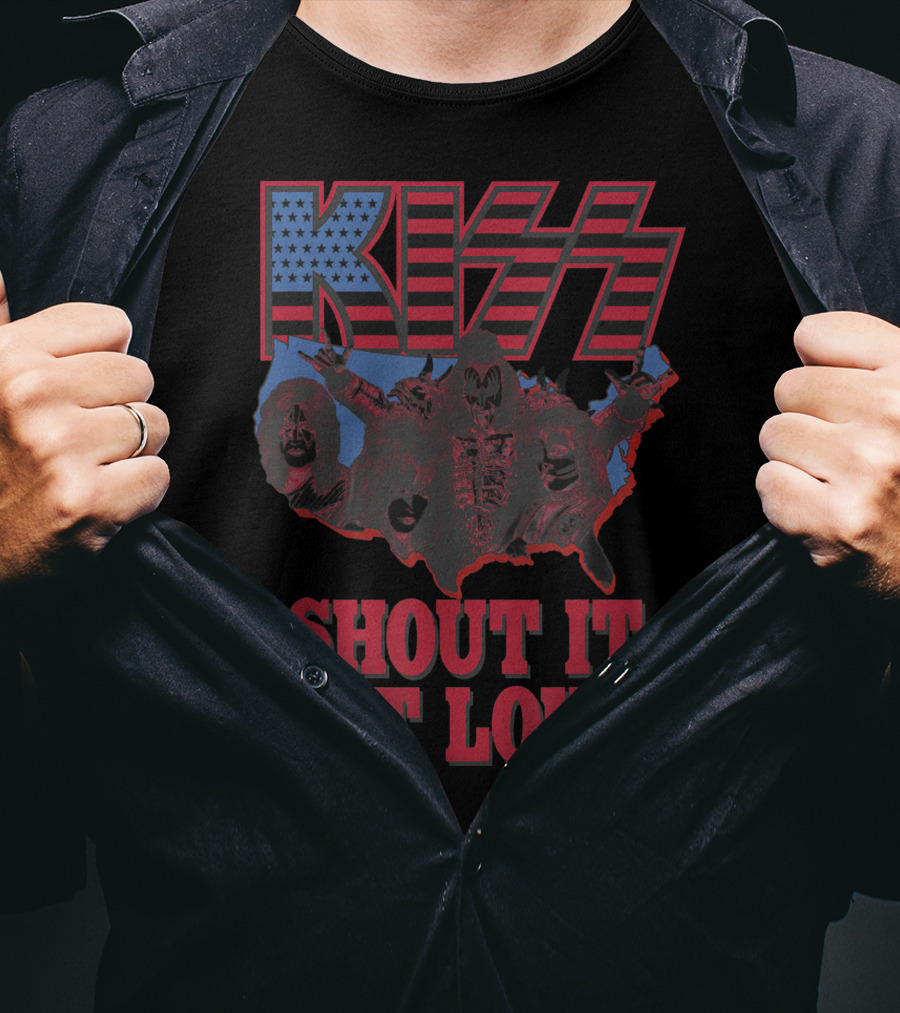 KISS Shout It Out Loud USA Band Members Map T-Shirt
