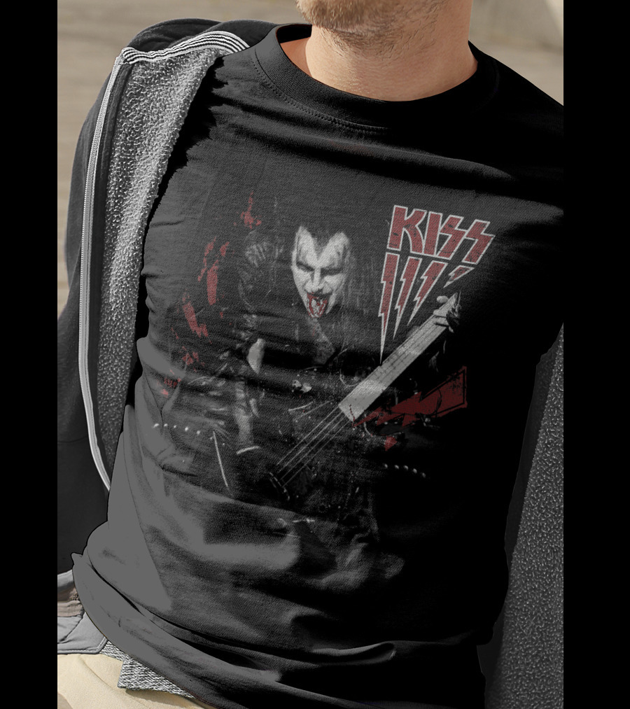 KISS Simmons Rock Icon Bass Guitar Demon Makeup T-Shirt