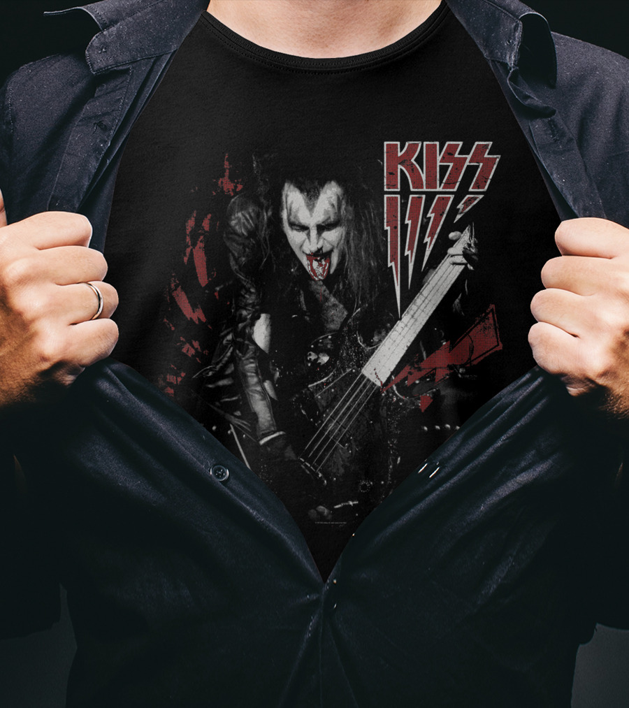 KISS Simmons Rock Icon Bass Guitar Demon Makeup T-Shirt