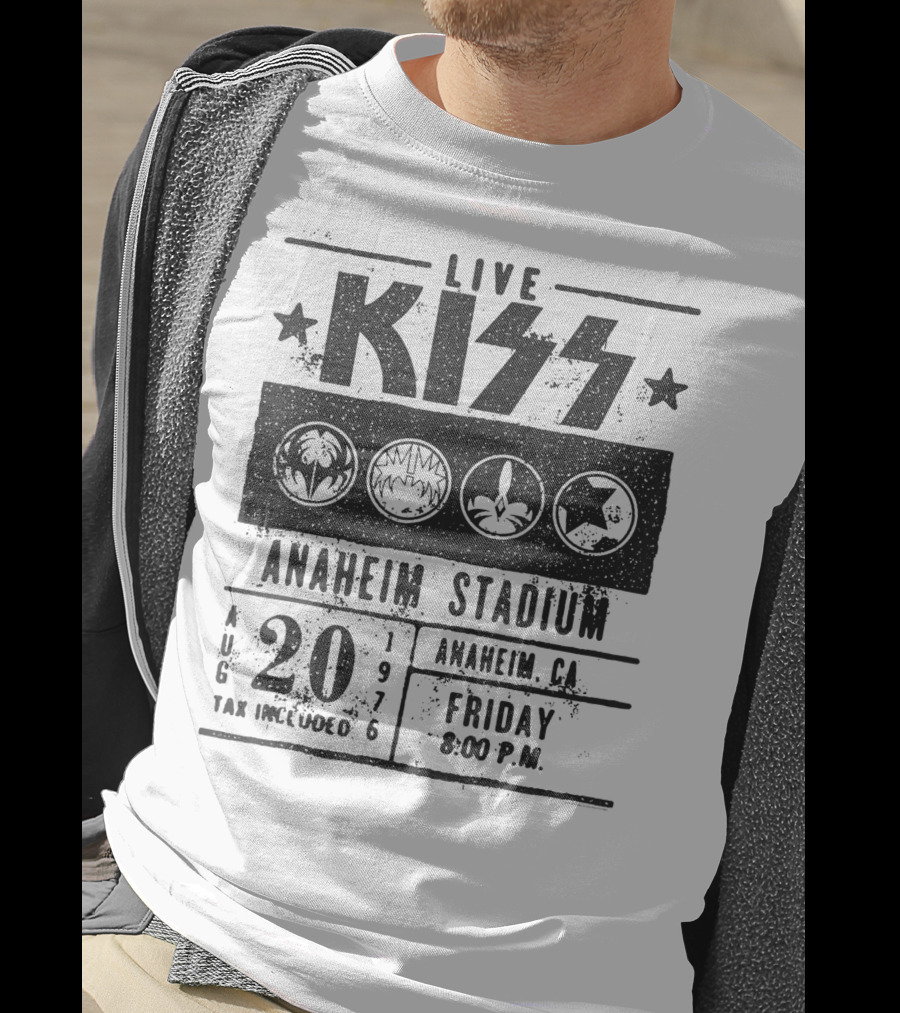 LIVE KISS Anaheim Stadium August 20 1976 Friday 8:00 PM T-Shirt