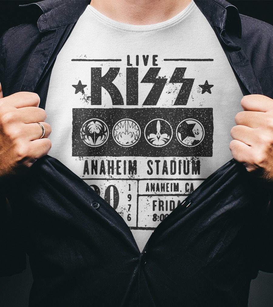 LIVE KISS Anaheim Stadium August 20 1976 Friday 8:00 PM T-Shirt