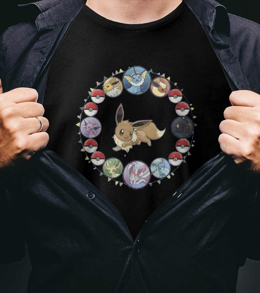 Eevee Evolution Circle With Poké Balls T-Shirt