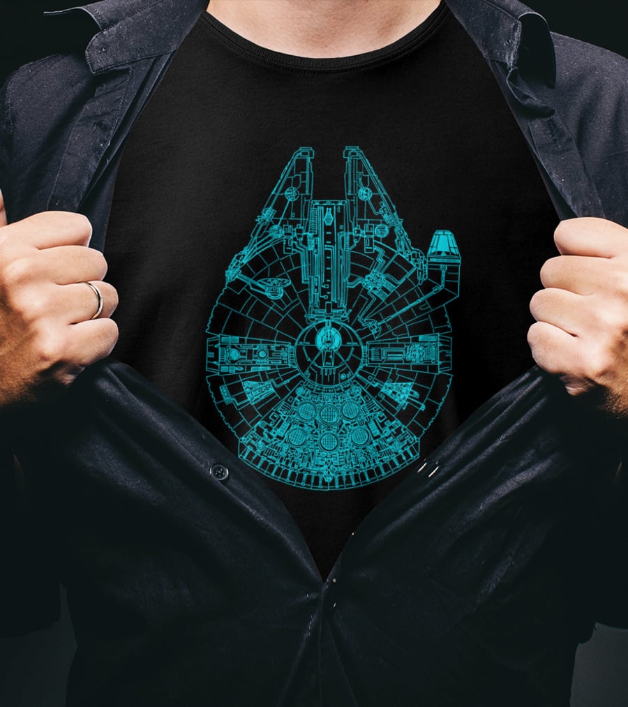 Millennium Falcon Blueprint Star Wars Spaceship T-Shirt