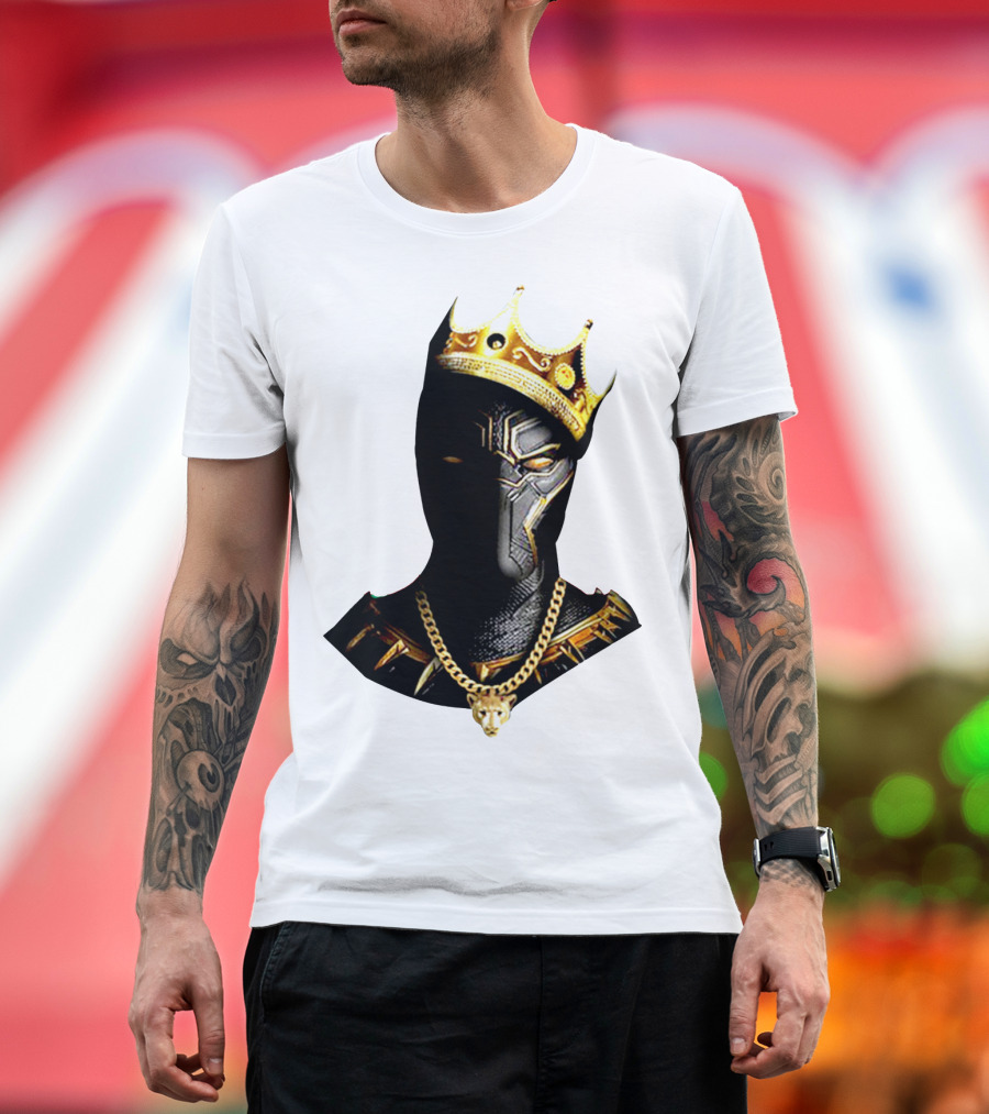 Black Panther King Crown Gold Chain Marvel Style T-Shirt